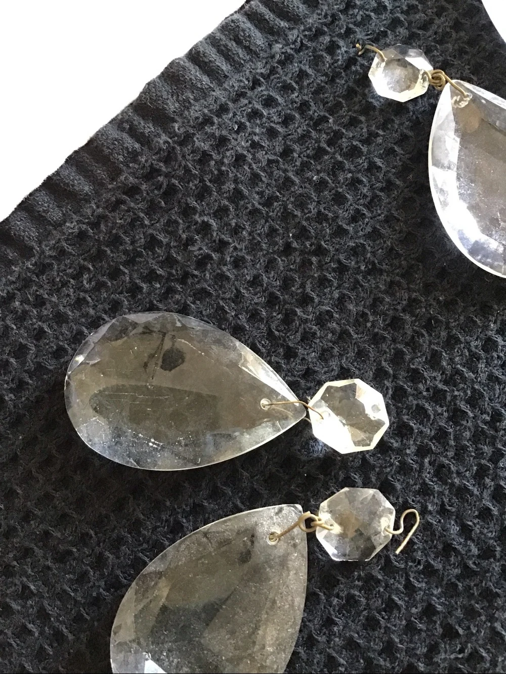 Vintage Neoclassical-style brass glass teardrop/pear wall sconces-2